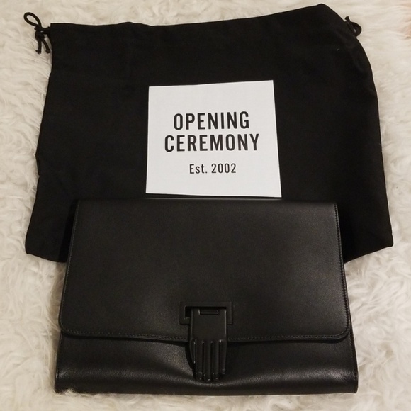 💕OPENING CEREMONY💕 Nokki  Leather Hand Clasp Clutch Bag Black NWT - Picture 8 of 8